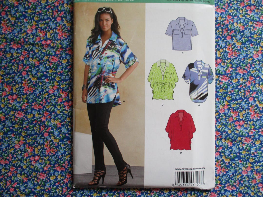 2010s New Look Sewing Pattern 6105 Misses Set of Tops Size 6105 UNCUT ...