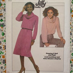vintage 1970s simplicity sewing pattern 8162 misses jiffy knit pullover top and skirt size 12-14 Medium