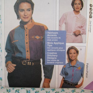 vintage 1990s McCalls sewing pattern 8698 UNCUT misses blouse Size S-XL