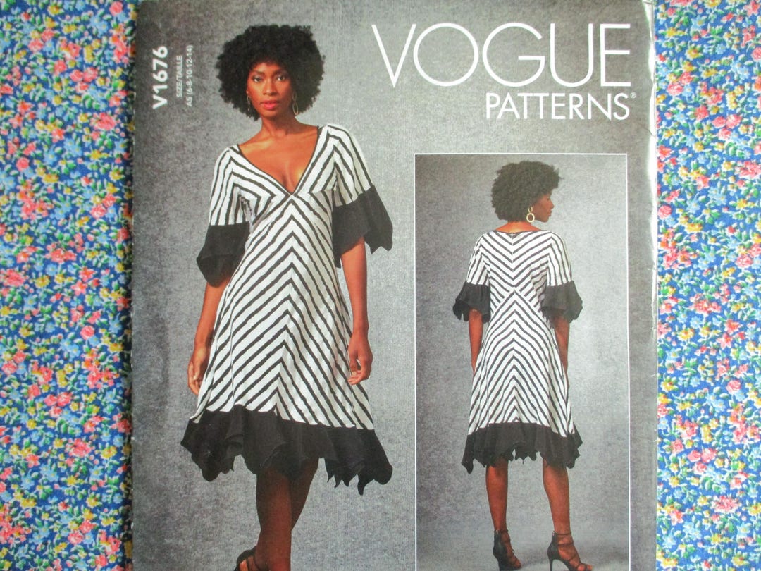 Zandra Rhodes Patterns 2020s Vogue Designer Sewing Pattern Zandra Rhodes 1676 Dress Sizes 6-8 ...