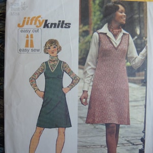vintage 1970s simplicity sewing pattern 5899 misses jiffy knit short jumper  size 14