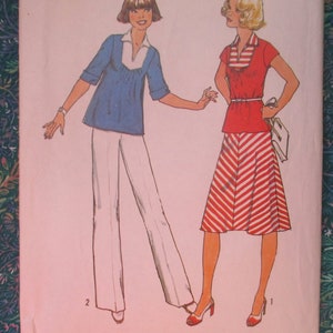 vintage 1970s simplicity sewing pattern 7860 misses pants pullover top and bias skirt size 8