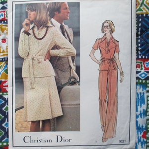 vintage 1970s Vogue sewing pattern 1021 Paris Original Designer Christian Dior misses top skirt and pants size 12