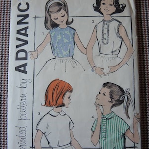 vintage 1960s Advance sewing pattern 9835 girls blouse Bishop Method size 12