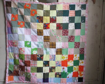 vintage baby quilt lap quilt never used fabric from the 1950s through the 1980s #6
