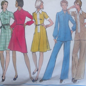 vintage 1970s Vogue sewing pattern 2808 Misses dress tunic and pants size 14