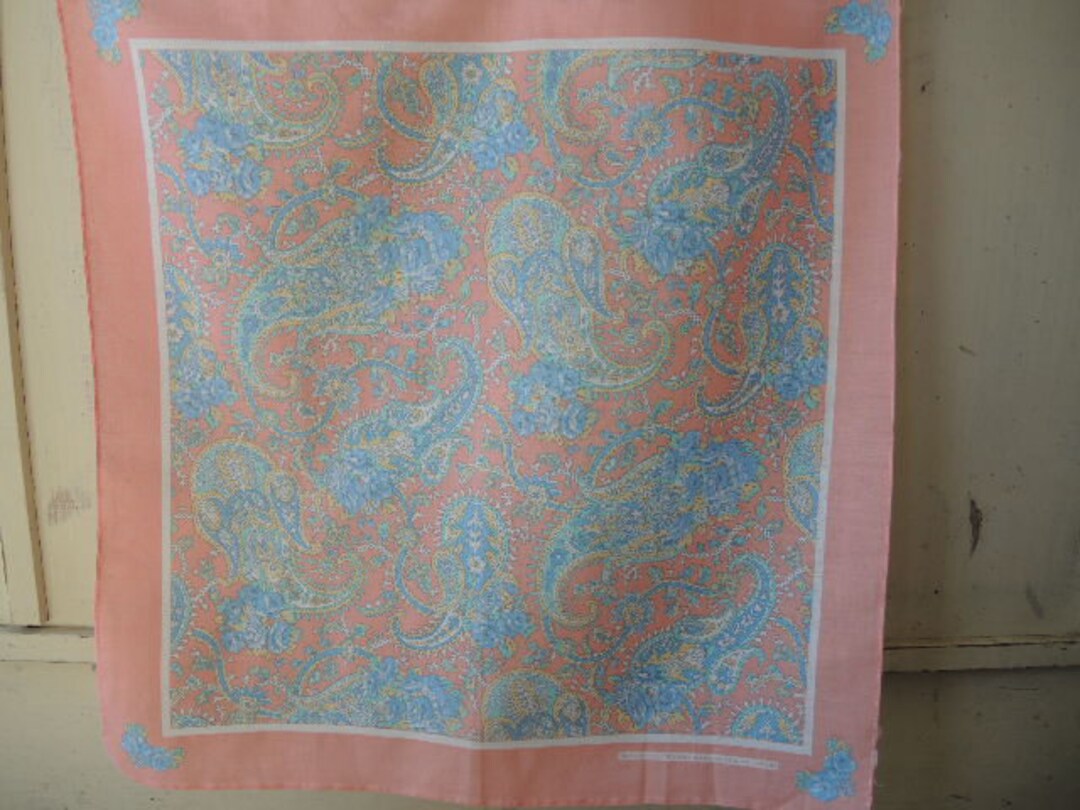 70s lavender floral bandana – made in usa, 100% cotton