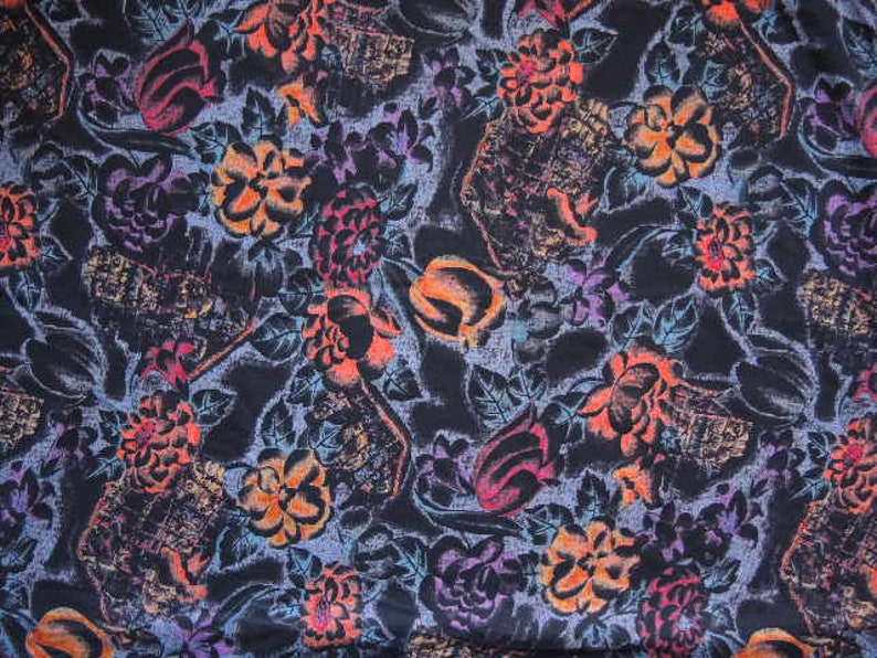vintage 1980s T shirt fabric abstract urban abstract floral reversible slightly sheer