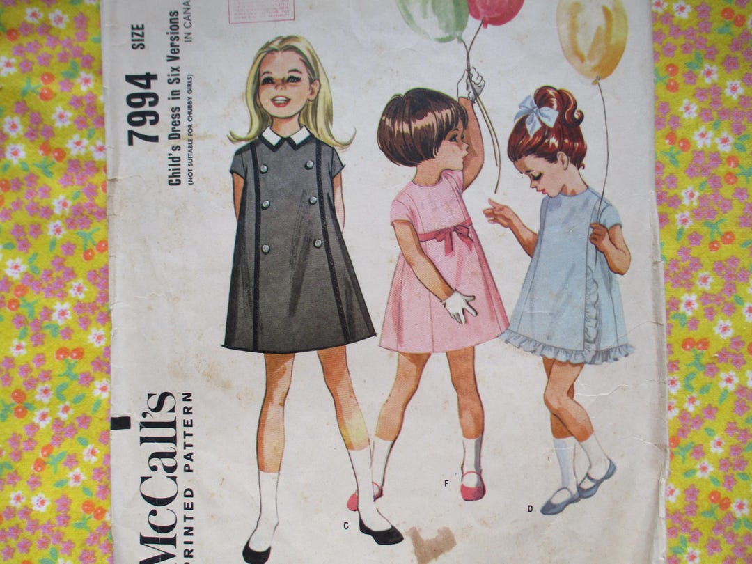 Vintage 1960s Mccalls Sewing Pattern 7992 Girls Dress in Six Versions ...