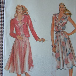 modello di cucito vintage anni &#39;80 Butterick 3573 giacca e vestito UNCUT da donna taglia 8-10-12