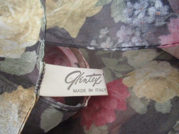 vintage 1980s Glentex scarf sheer floral polyeste… - image 5