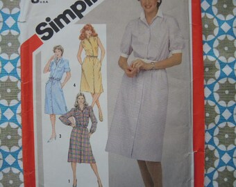 vintage 1980s Simplicity sewing pattern 5894 misses shirtwaist dress size 12-14-16 UNCUT