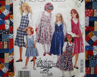 vintage 1980s McCalls sewing pattern 3261 girls jumper sizes 7-8-10