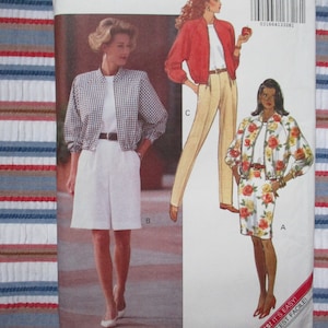 vintage 1990s Butterick sewing pattern 6169  misses jacket top skirt shorts and pants size 12-14-16 UNCUT