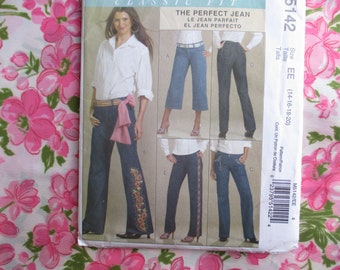 2000s sewing pattern McCalls 5142 Misses classic fit perfect jeans size 14-16-18-20 UNCUT