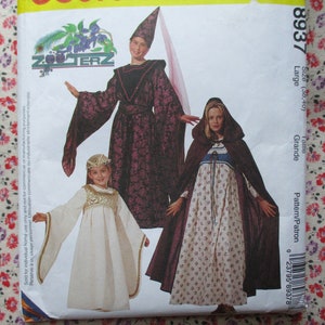 Vintage 1990s McCalls sewing pattern 8937 Halloween costumes adult size large Medieval Renaissance gown hat
