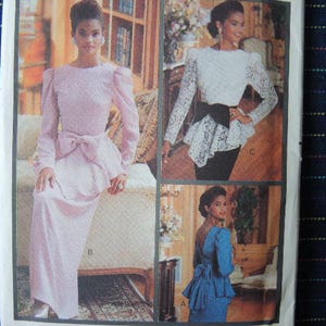 vintage 1980s Butterick sewing pattern 3047 Essence collection misses two piece dress top and skirt size 12