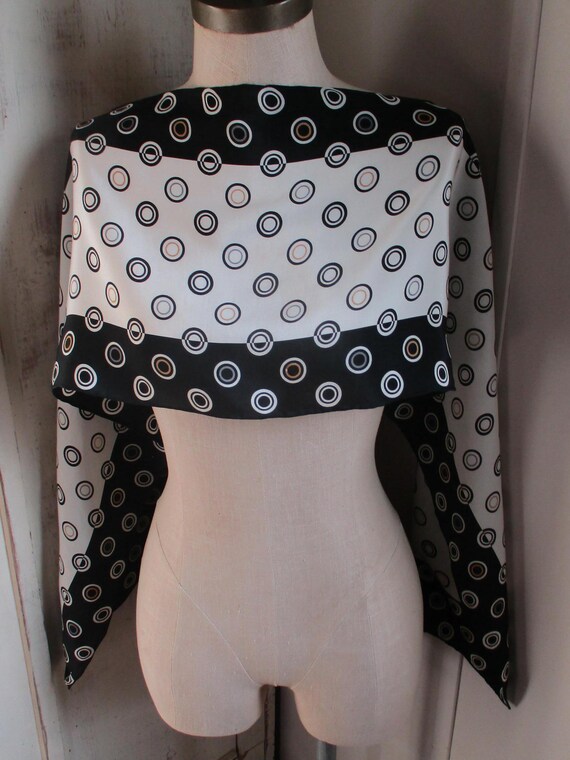 Vintage 2000s Crazy Horse Designer Silk Scarf Geometric Polka Dots