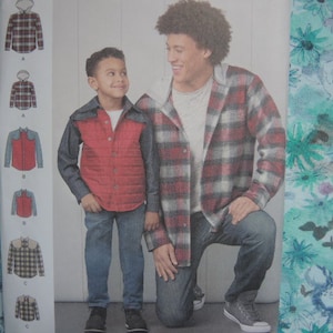 2000s sewing pattern Simplicity 8475 boys and mens shirt or shirt jacket boys size S-L Mens size S-XL UNCUT