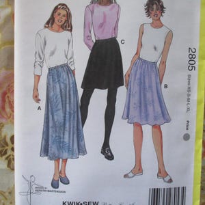 2000s Kwik Sew sewing pattern 2805 misses pull on skirts sizes XS-XL UNCUT