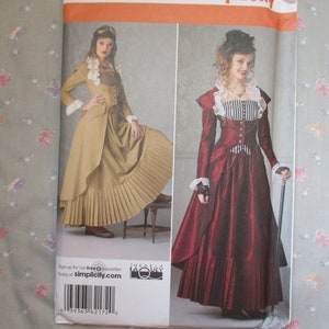 2000s sewing pattern Simplicity 2172 women&#39;s steampunk dress costume coat skirt bustier UNCUT size 14-22