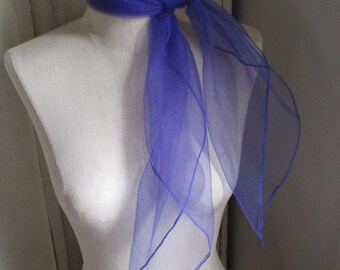 Vintage 1960s sheer scarf nylon purple made in Japan 26 x 28 inches