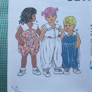 Vintage 1990s Kwik Sew sewing pattern 2170 toddler jumpsuits size 1-2-3-4 UNCUT