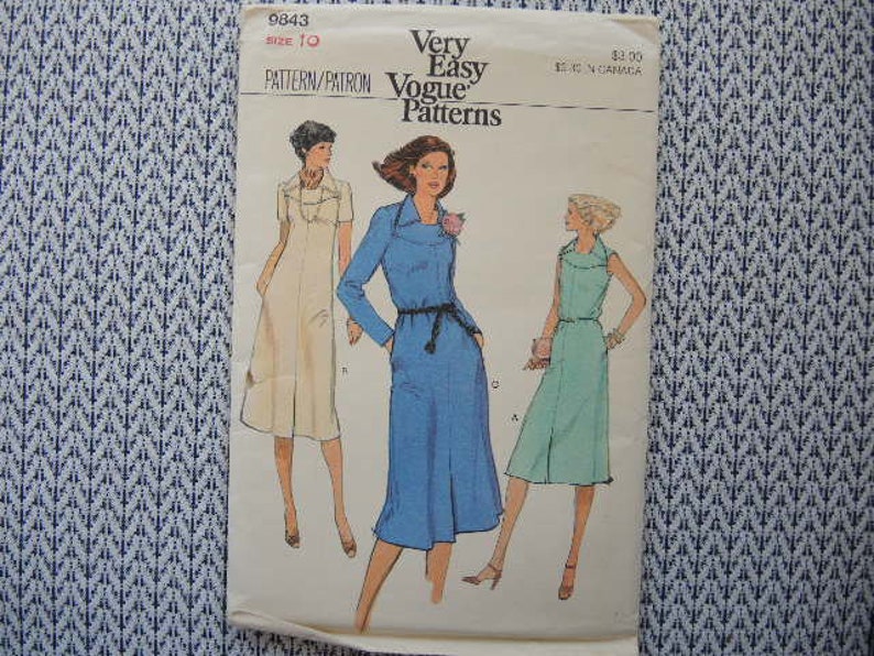 vintage 1980s Vogue sewing pattern 9843 misses dress UNCUT size 10 image 2