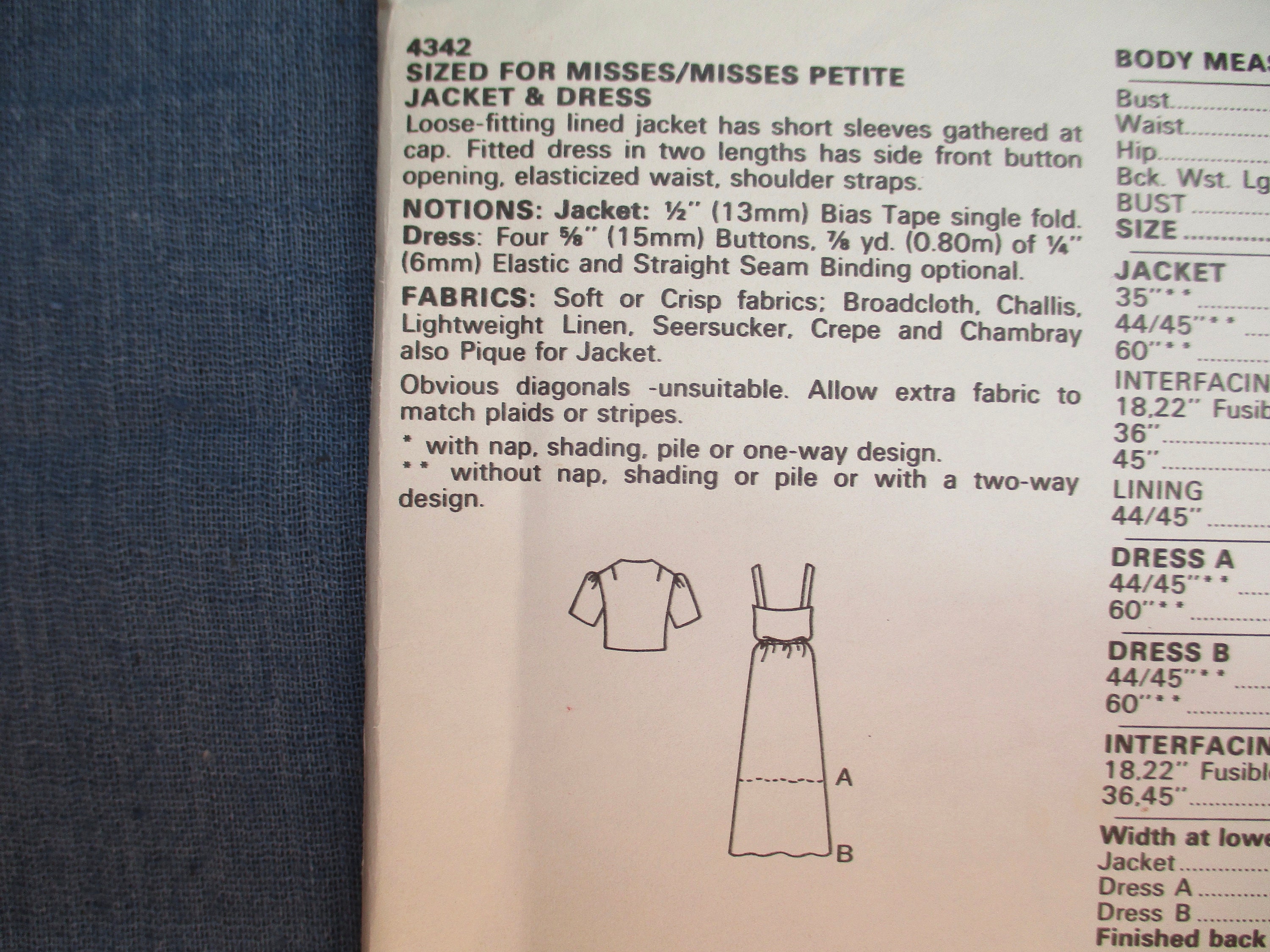 4342 Pattern Vintage 1980s Butterick Sewing Pattern 4342 Misses Fast and Easy Jacket ...