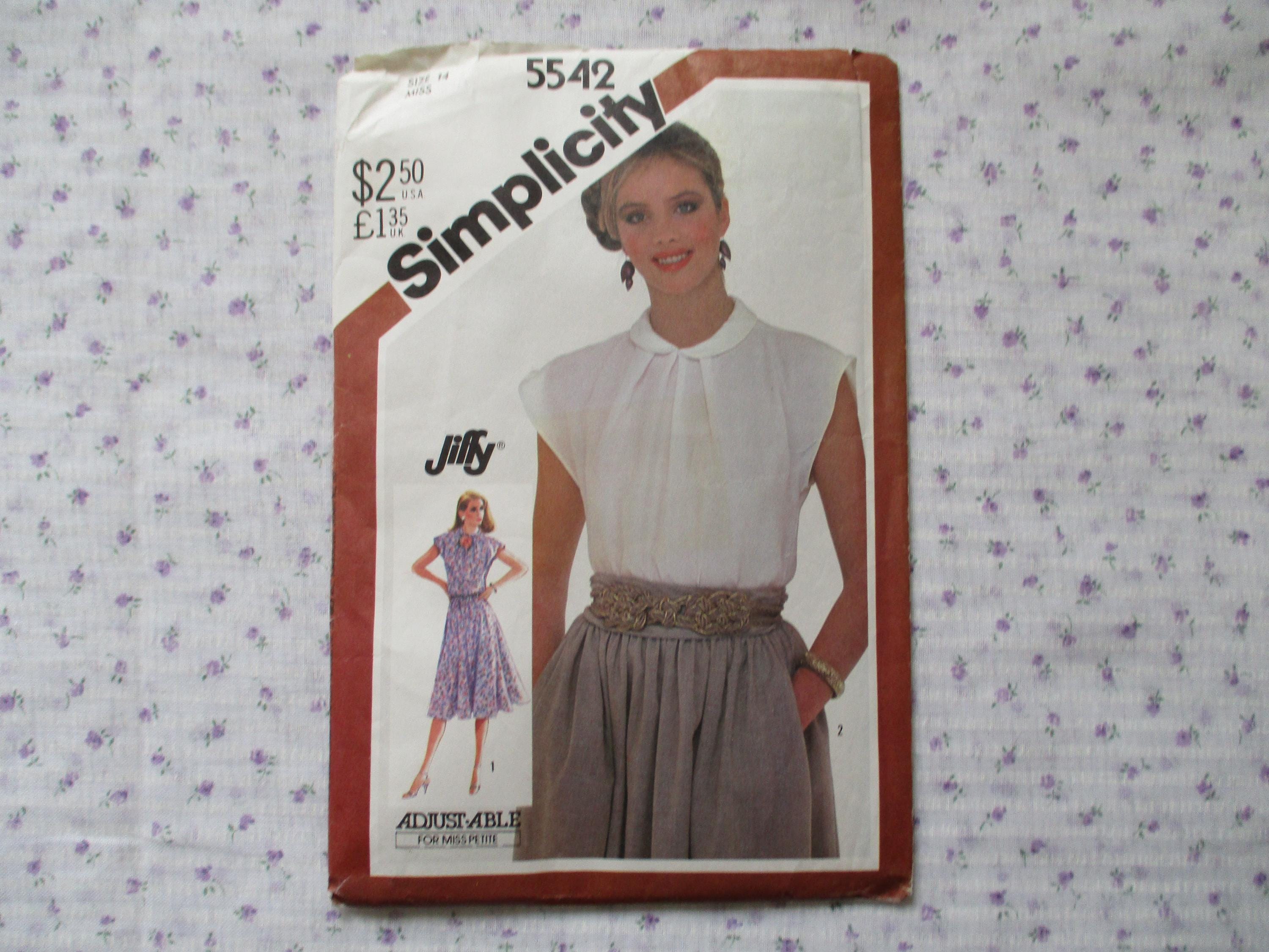 レイチェルページ Vintage 1980s Simplicity Sewing Pattern 5542 Misses Jiffy Pullover