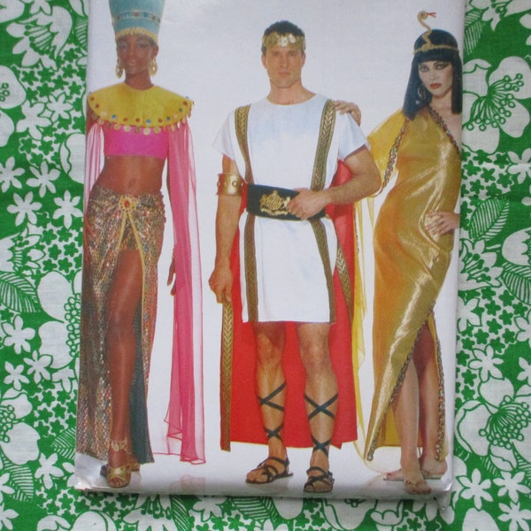 vintage 1990s Butterick sewing pattern P447 halloween costumes Cleopatra Roman soldier African princess sizes misses XS-L mens XS-XL Uncut