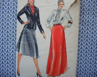 vintage 1980s Butterick sewing pattern Evan Picone 3327 misses blouse jacket and skirt size 10