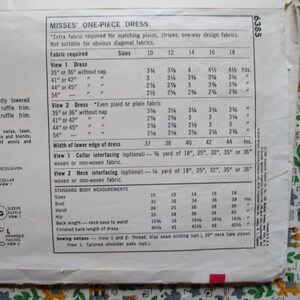 Vintage 1960s Simplicity Sewing Pattern 6385 One Piece Dress With ...