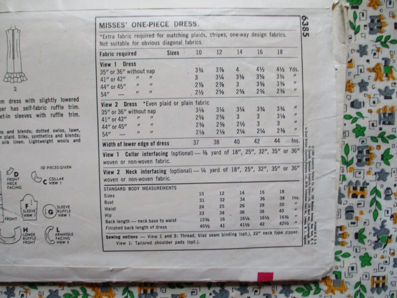Vintage 1960s Simplicity Sewing Pattern 6385 One Piece Dress With ...