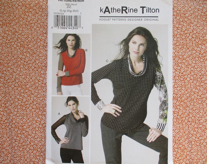 2010s Vogue Designer Sewing Pattern 8793 Katherine Tilton Tops Size L ...