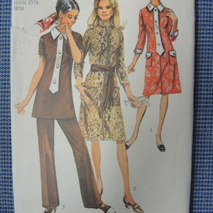 vintage 1970er Jahre Chicco Iunicity Schnittmuster 9170 für Mädchen, Kleid oder Tunika und Hose Gr. 42