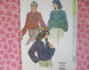 vintage 1980s Vogue sewing pattern 7230 misses tops for stretch knits only size 8 UNCUT