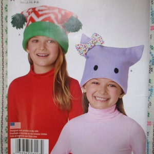 2010s sewing pattern Simplicity 8007 Childs animal hats winter hats UNCUT size S-M-L