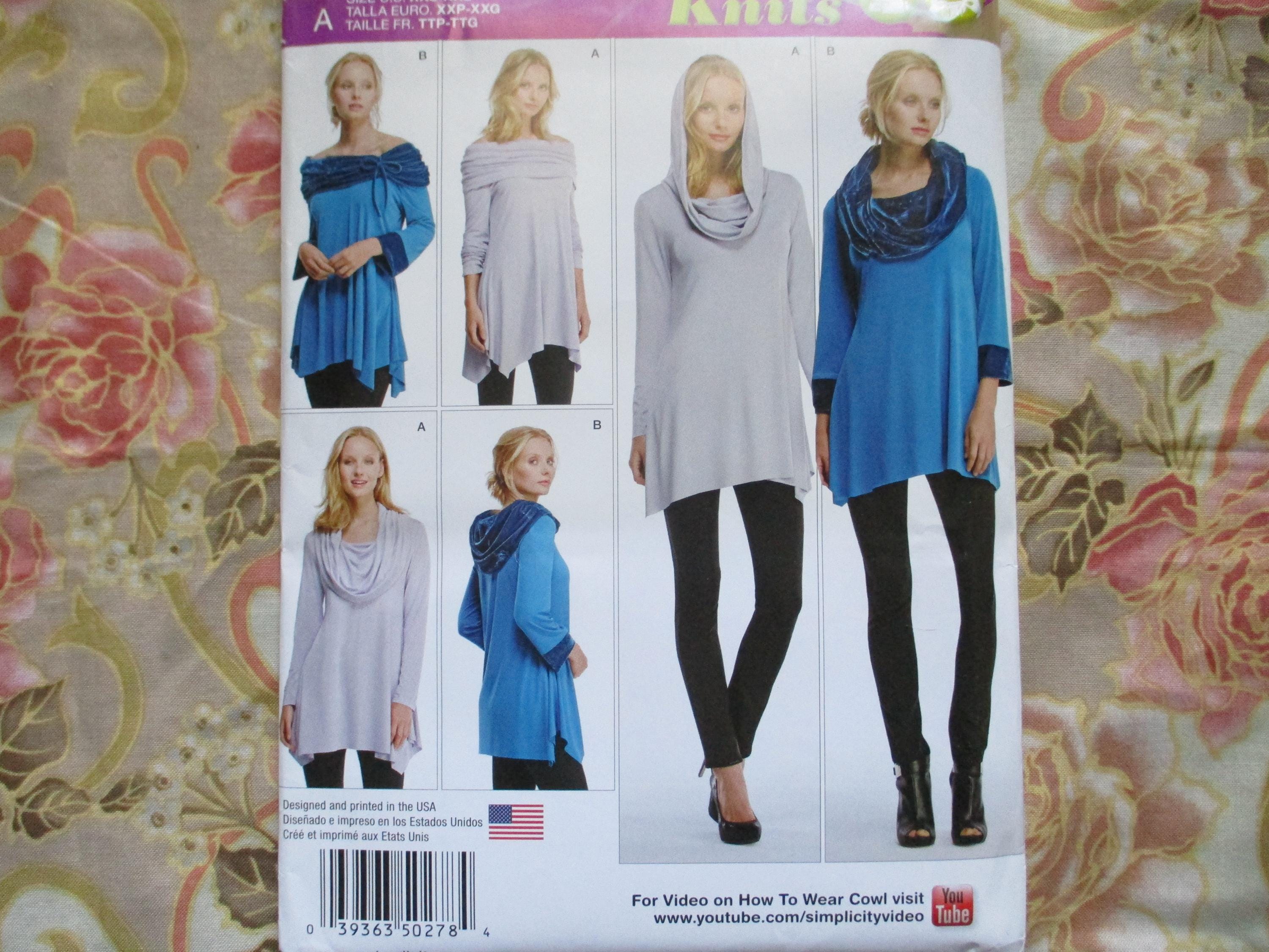2010s Simplicity Sewing Pattern 0278 Misses Knit Tunics Sizes XXS-XXL ...