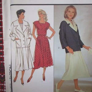 vintage 1980s Style sewing pattern 4623 misses unlined jacket top and skirt size 12 UNCUT
