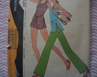 vintage 1970s McCalls sewing pattern 3173 misses top and pants or two piece swimsuit size 10