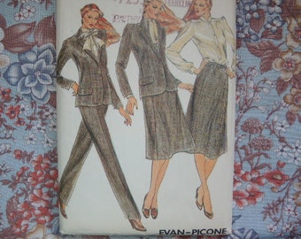 vintage 1980s Butterick designer sewing pattern 3325 Evan-Picone Misses jacket blouse skirt and pants size 10