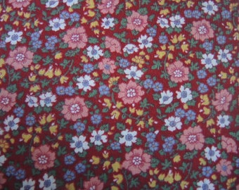 Vintage cotton fabric floral flowers colorful calico