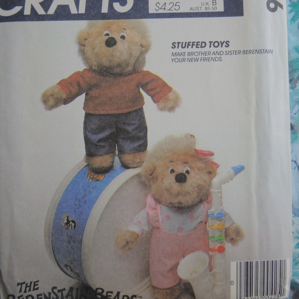 vintage 1980s McCalls sewing pattern 9326 Berenstain Bears Sister and Brother Bear with clothes UNCUT