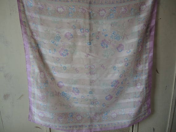 Vintage silk or silk like polyester large pastel … - image 5