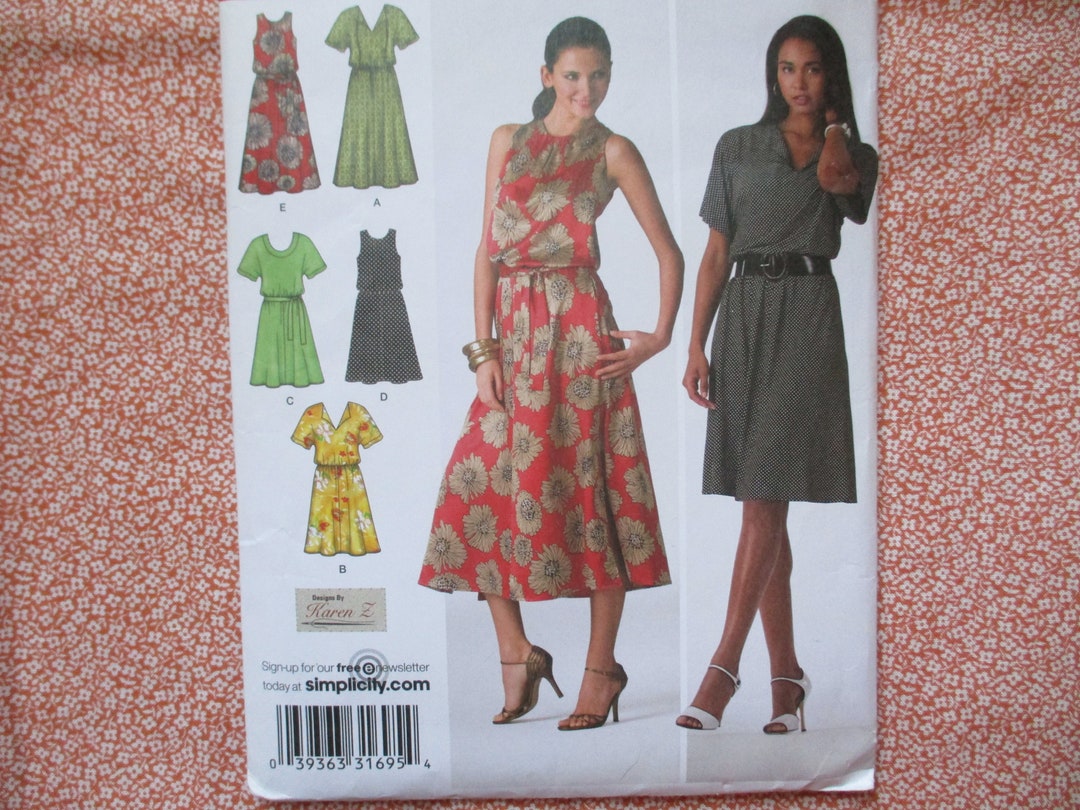 2000s Sewing Pattern Simplicity 2928 Misses Pullover Dress in Two ...