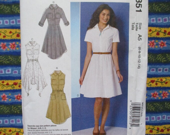 2010s Mccalls Sewing Pattern 7351 Misses Dresses and Belt Size 6-14 ...