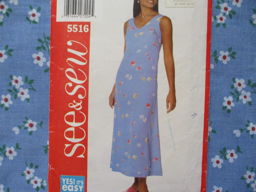 Vintage 1990s Butterick See and Sew Sewing Pattern 5516 Misses Dress ...