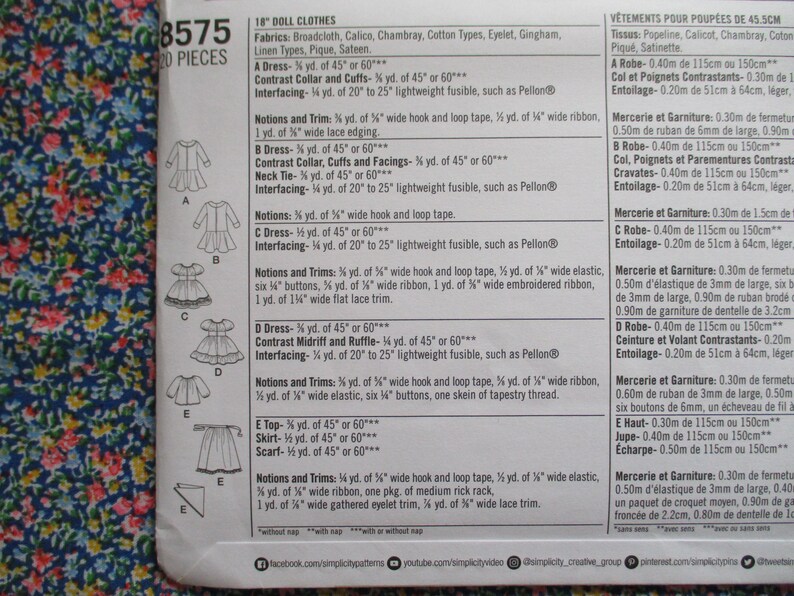 2010s Sewing Pattern Simplicity 8575 Vintage Inspired Doll Clothes for ...