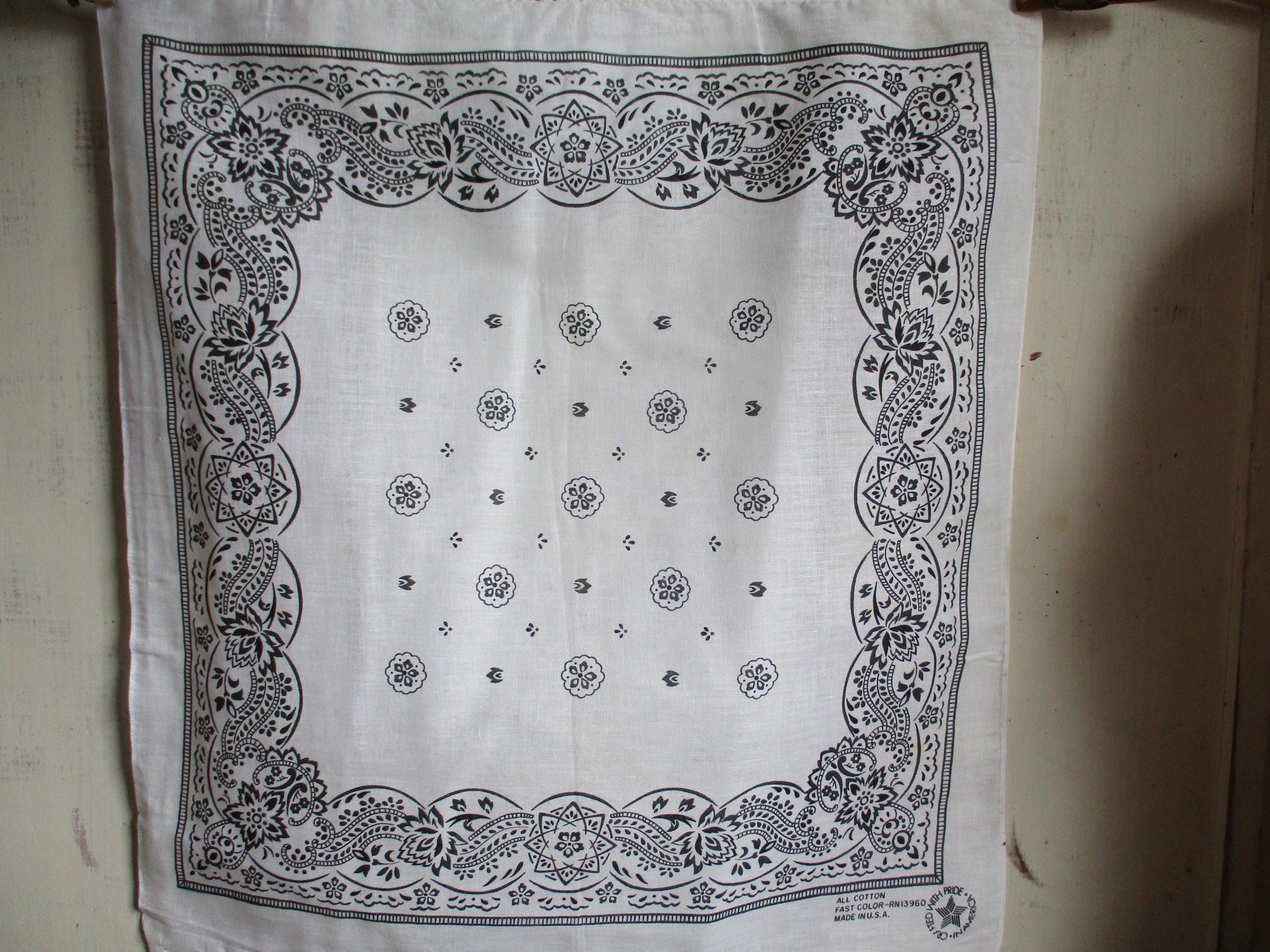 Vintage 1980s White Bandana Crafted With Pride in America Cotton